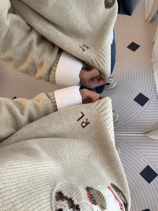 120-1 小马北欧风 棉质小熊 卷边针织毛衣 商品图6