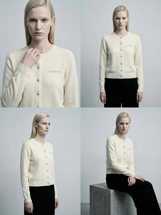 KINGDEER/KD秋冬新款百搭休闲宽松圆领羊绒开衫 约260g L805587经典基本款/气质款/100%山羊绒鹿王 商品图3