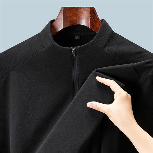 罗蒙男士秋冬长袖打底衫休闲撞色半拉链设计通勤T恤半高领打底衫 商品图3
