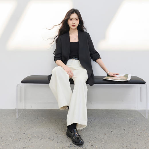 【华尔兹小西装】三彩2026春季新款宽松西服外套通勤简约V领气质M 商品图3