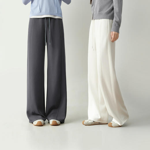 【严选】【遛弯裤】诗凡黎垂感直筒阔腿裤2026春新款显瘦双面针织休闲裤女7H2250181 商品图0