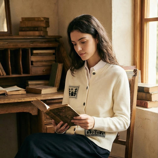 KINGDEER/KD休闲风提花不起球时尚羊绒衫L805588复古奶奶风鹿王 红色 商品图8