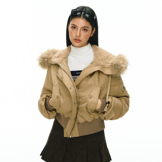 Ariseism 美式复古设计感连帽羽绒服女冬季新款加厚保暖外套 商品图2