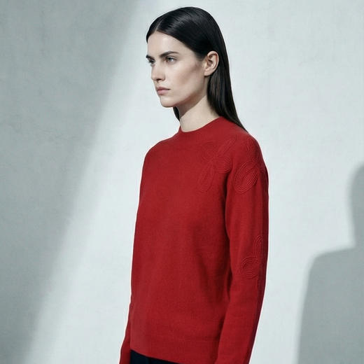 KINGDEER/KD秋冬新款女式长袖羊绒衫L805673经典基本款/气质款鹿王 红色 商品图4