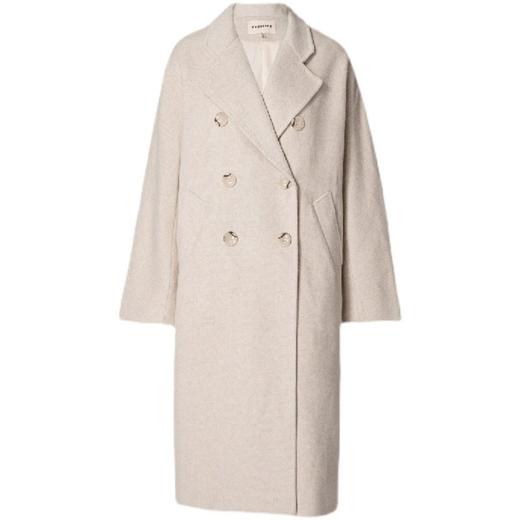 Famecoco范可儿双排扣气质呢子大衣女士冬季经典百搭长款外套F198AC117 商品图4