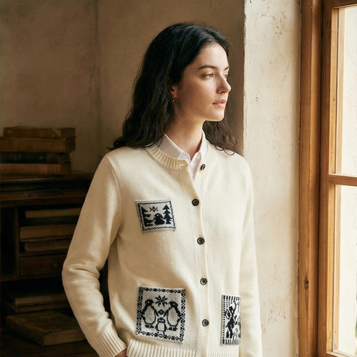 KINGDEER/KD休闲风提花不起球时尚羊绒衫L805588复古奶奶风鹿王 红色 商品图9