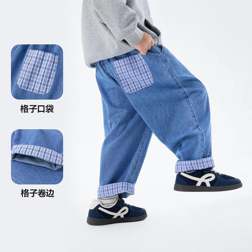 嘟嘟家儿童裤子春秋款男童牛仔裤潮女童长裤宽松宝宝童装百搭春装F6AKZ029 商品图3