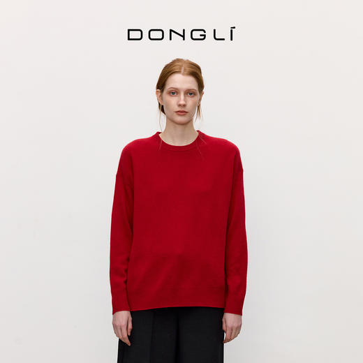 东黎 • 小山羊绒女士秋冬休闲圆领强缩绒工艺套头衫 2091 商品图0