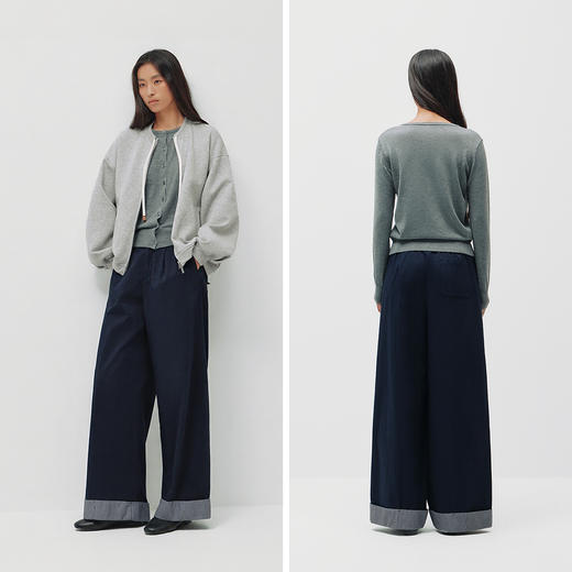 商场同款|森马休闲裤女春季翻边打褶长裤2026新款时尚百搭阔腿裤 商品图4