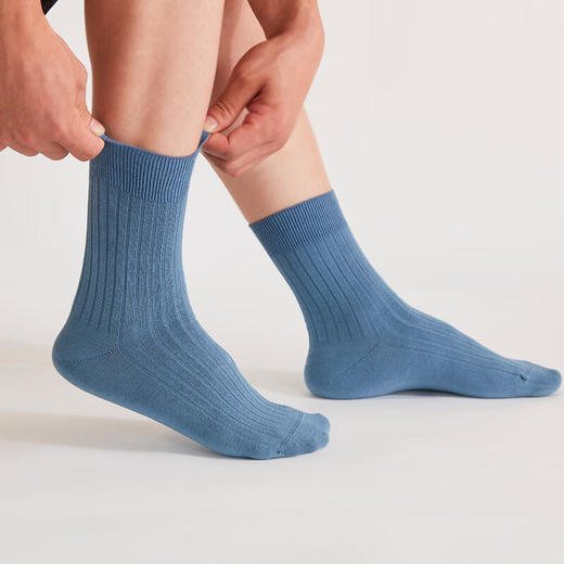 NITORI宜得利家居 百搭透气吸汗简约纯色菱格袜子男士中筒袜纯色船袜 商品图3