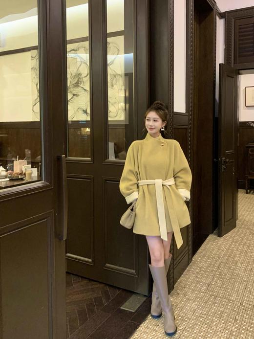 现货【冬日爱丁堡】秋冬新高级气质双拼色澳绒手工双面尼大衣 商品图1