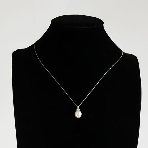 【天然正品】AU750白金镶钻镶天然椭圆约11.0*10.1MM粉色晕彩AKOYA海水珍珠吊坠项链18.9**10.1*10.1MM（皆取最大值）311225NJM60 商品图5