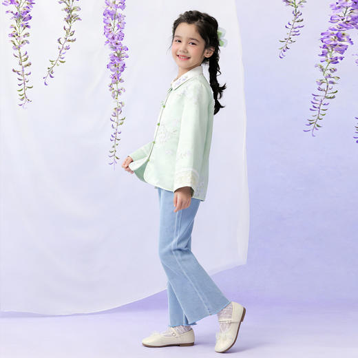 笛莎Deesha 童装女童外套2026年春季新款大童女孩儿童洋气国风刺绣外套上衣 商品图2