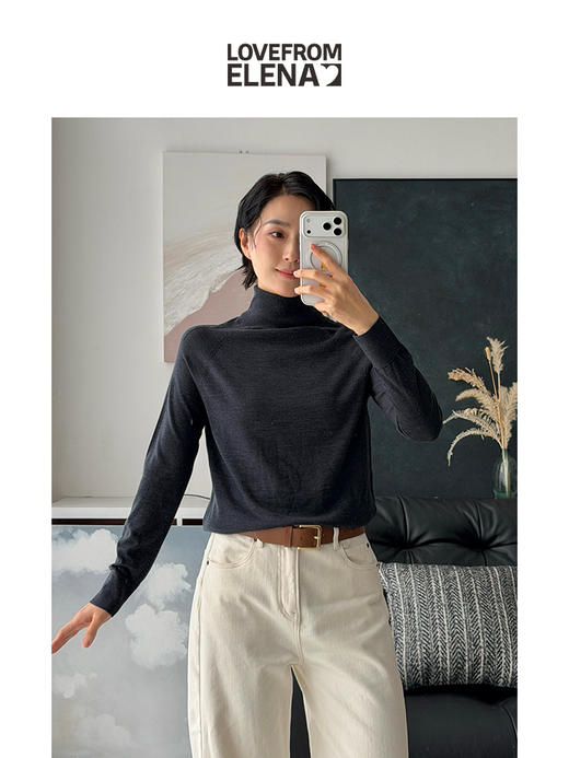 「工厂团购」100%羊毛 宽松纯色高领打底衫 商品图3