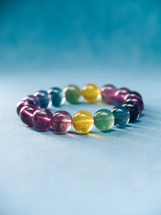 迷罗元和堂 萤石单圈手串色标级 颜色浓郁 透体珠径1.0【器悟雅玩】 商品图2