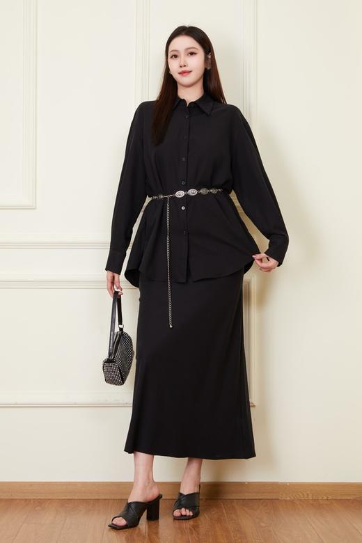 Kai & Kiera 黑色显瘦百搭垂坠直筒半裙 22044 商品图1