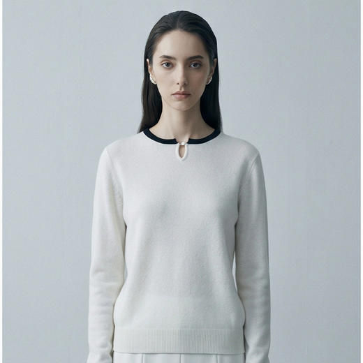 【咕咕同款】KINGDEER/KD秋冬新款女式圆领桂花针撞色圆领羊绒衫 约198g L805658经典基本款/气质款/100%山羊绒鹿王 商品图12