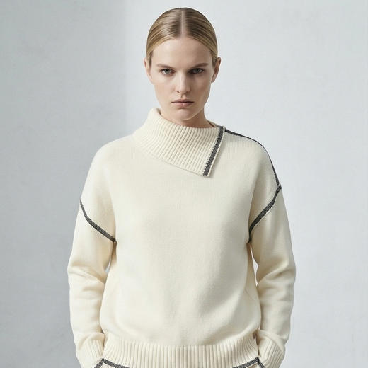 【咕咕同款】KINGDEER/KD秋冬新款女式翻领长袖羊绒衫 约390g L805690经典基本款/气质款/100%山羊绒鹿王 商品图9