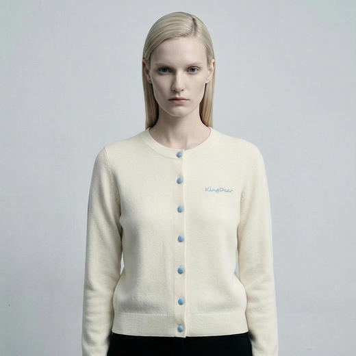 KINGDEER/KD秋冬新款百搭休闲宽松圆领羊绒开衫 约260g L805587经典基本款/气质款/100%山羊绒鹿王 商品图5