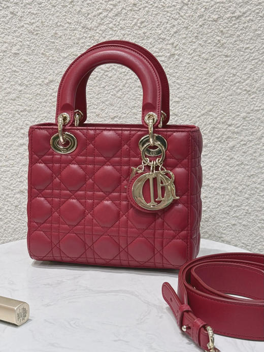 Dior 四格 玫红色 羊皮 斜挎包 商品图0