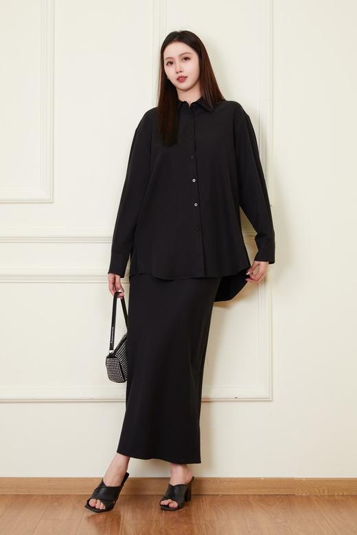 Kai & Kiera 黑色显瘦百搭垂坠直筒半裙 22044 商品图3