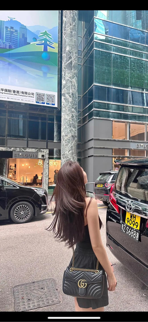 Gucci 双g 马蒙 中号 牛皮 黑金 斜挎包 商品图2