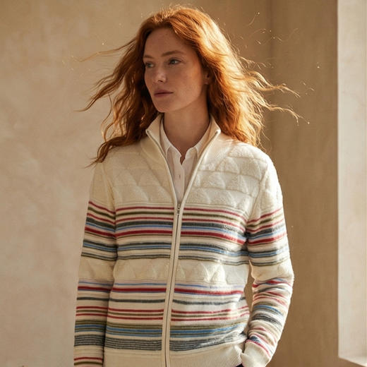 KINGDEER/KD秋冬新款休闲女式长袖半高领开衫羊绒衫L805696复古奶奶风鹿王 商品图12