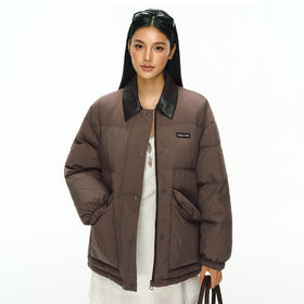 Ariseism 美式复古撞色皮领加厚羽绒服外套女冬季新款加厚上衣