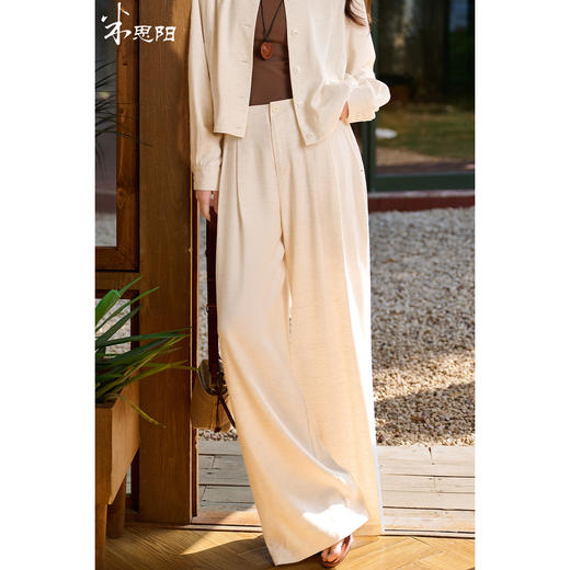 米思阳2026春新款休闲感垂顺亚麻混纺透气舒适休闲裤直筒裤子女5855 商品图0