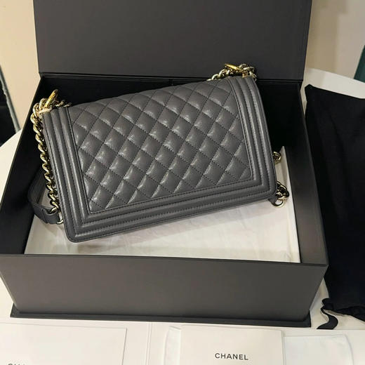 Chanel Leboy 深灰 金扣 中号 斜挎包 商品图1