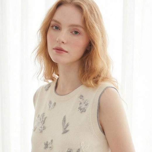 【咕咕同款】KINGDEER/KD刺绣圆领马夹宽松型L805604温婉奶油款鹿王 商品图5