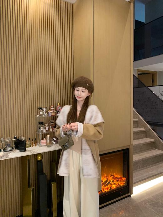 现货【老花经典】秋冬新双面撞色老花气质老钱风大衣 商品图1