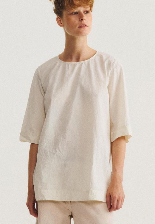 Casey Casey 26SS 米白色轻量纸棉圆领上衣 商品图3