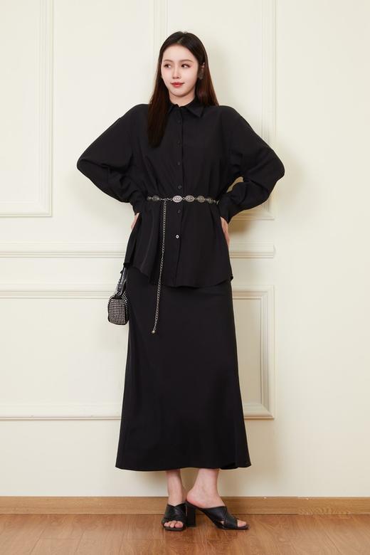 Kai & Kiera 黑色显瘦百搭垂坠直筒半裙 22044 商品图2