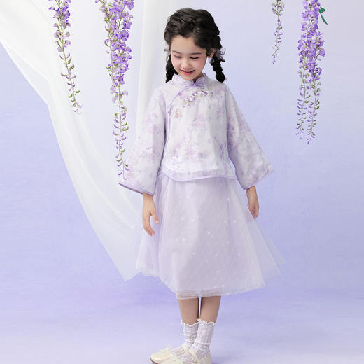 笛莎Deesha 童装女童套装2026年春季新款大童女孩儿童洋气国风两件套套装裙 商品图4