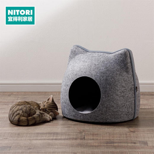NITORI宜得利家居 毛毡宠物窝可爱甜甜圈猫头球形四季通用宠物床 商品图0