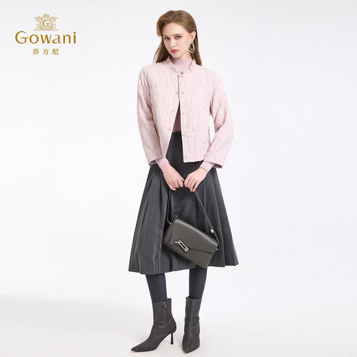 乔万尼新品立体绗缝浪漫优雅木耳领短款棉服外套ED4K782 商品图3