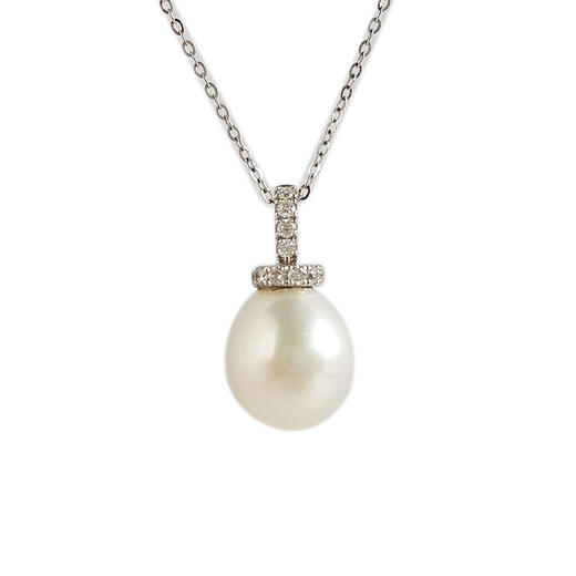 【天然正品】AU750白金镶钻镶天然椭圆约11.0*10.1MM粉色晕彩AKOYA海水珍珠吊坠项链18.9**10.1*10.1MM（皆取最大值）311225NJM60 商品图0