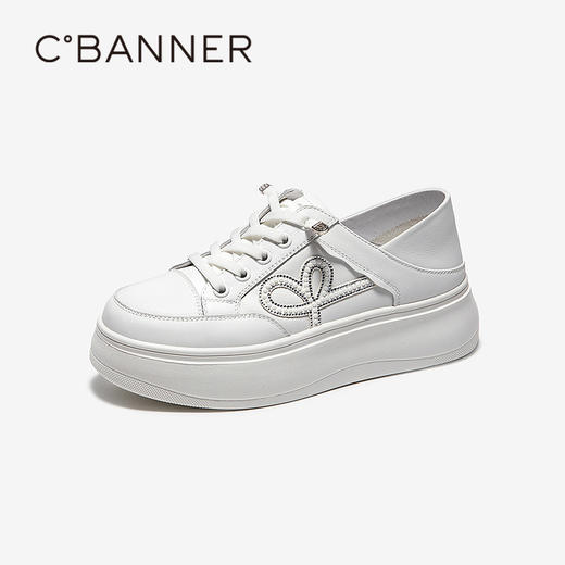 【上新】千百度厚底增高板鞋女2026春季新款时尚休闲鞋透气小白鞋运动鞋A26161123 商品图1