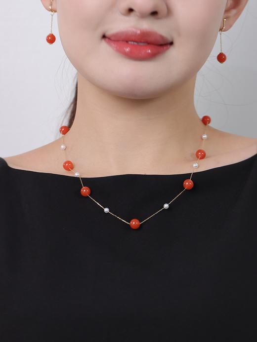 【挚友限定】满天星-18k金南红/天然珍珠项链 4-9mm 商品图2
