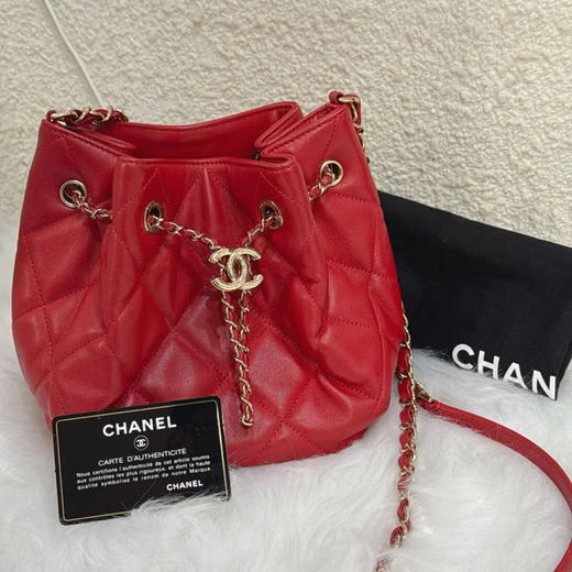 Chanel 红金 羊皮 抽绳 水桶包 商品图1