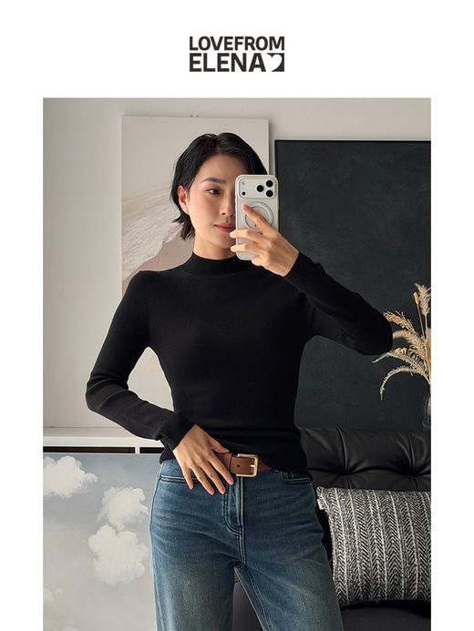 「工厂团购」100%羊毛 气质显瘦半高领打底衫 商品图4