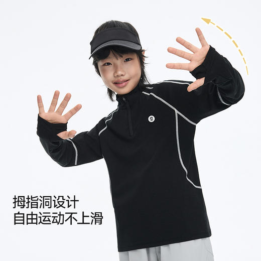 onmygame 【肤感T】儿童长袖T恤3A抗菌桑蚕丝半拉链上衣2026新款GQ11119430 商品图3