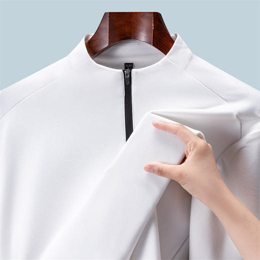罗蒙男士秋冬长袖打底衫休闲撞色半拉链设计通勤T恤半高领打底衫 商品图2