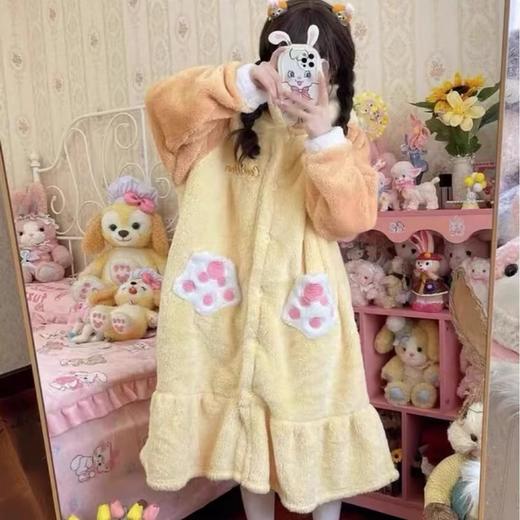 买手优选可爱卡通厨师狗饼饼睡衣珊瑚绒加绒加厚连帽睡袍家居服套装69649008（预售2.28号后发货） 商品图1