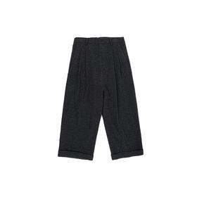 YOKO SAKAMOTO DOUBLE PLEATED CROPPED 羊毛羊绒混纺阔腿裤