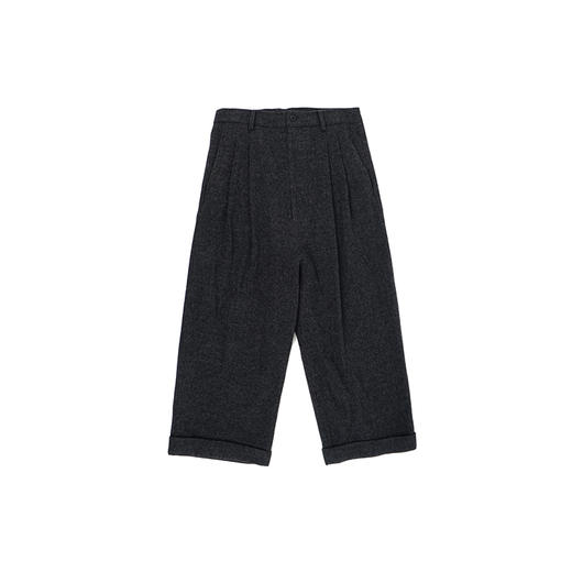 YOKO SAKAMOTO DOUBLE PLEATED CROPPED 羊毛羊绒混纺阔腿裤 商品图0