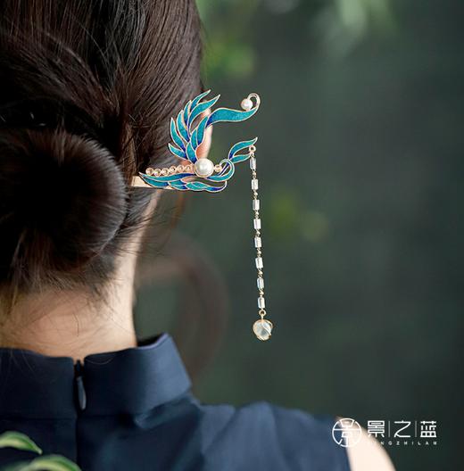 【彼达思】景之蓝 凤凰于飞发簪 左 珐琅首饰饰品 商品图1