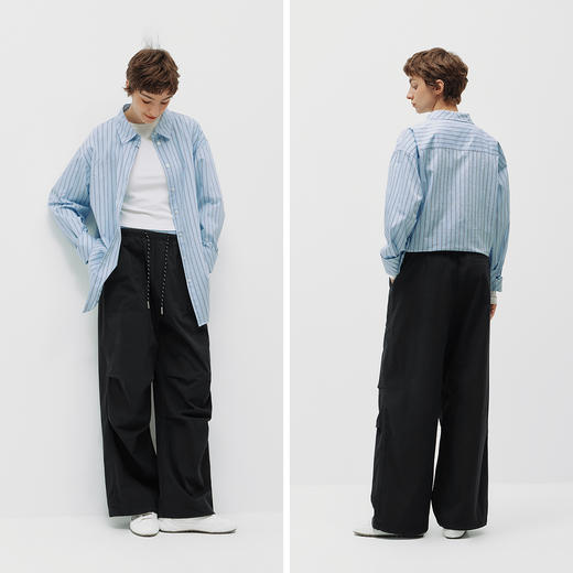 商场同款|森马休闲裤女春季拼接格子抽绳阔腿裤2026新款户外长裤 商品图4