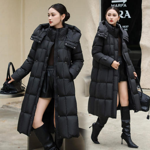 长款加厚过膝羽绒服，白鸭绒保暖连帽外套HR-QXG8515 商品图3